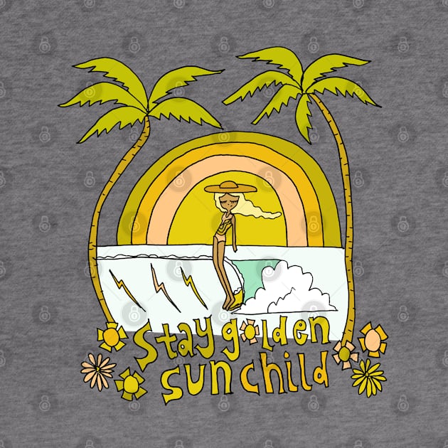 stay golden sun child lady slider retro surf art by surfy birdy by surfybirdy